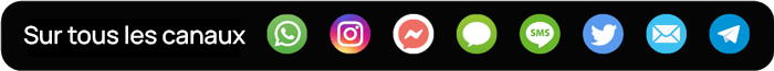 Sur tous les canaux: WhatsApp, Instagram, Messenger, Line, SMS, Twitter, Email und Telegram