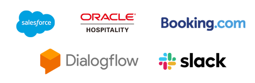 Salesforce, Oracle Hospitality, Booking.com, Dialogflow, slack